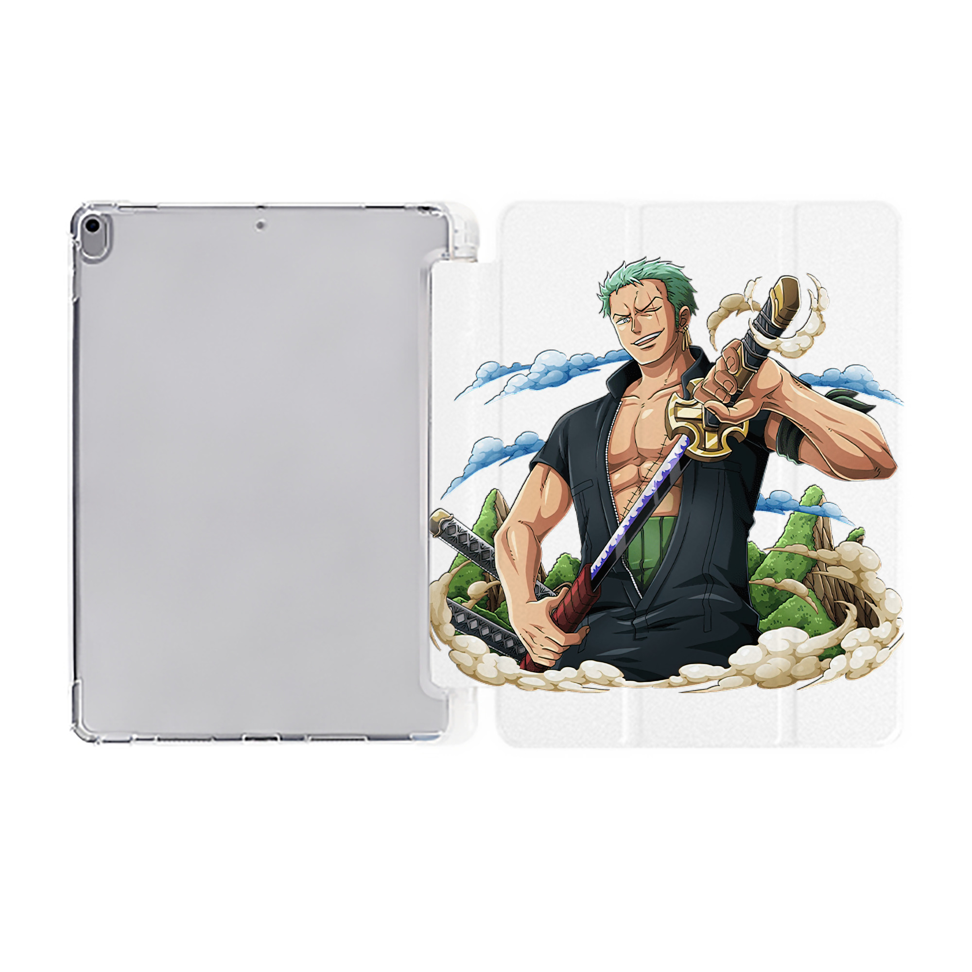 （画像用） ワンピース ロロノア・ゾロ ONE PIECE Roronoa Zoro IPad ケース ペン収納付き 三つ折りスタンド PUレザー×シリコン 対応機種9.5/10.5/10.9インチ